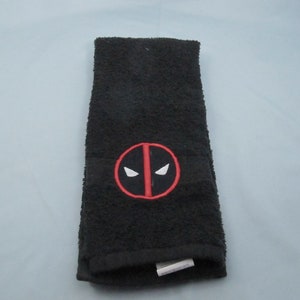 MADE TO ORDER - Anti-hero comic book inspired embroidered hand towel geeky nerdy bathroom gift image 3