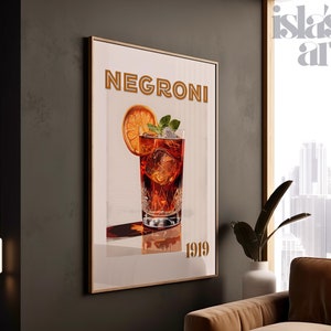 Negroni-cocktailprint | Gin Vermouth Campari muur AFDRUKBARE digitale download | Speakeasy Bar Club Drink Art Deco Mixology Decor Esthetisch
