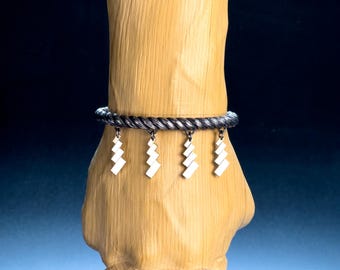 Bracciale Shimenawa - Gioielli di protezione spirituale giapponese - Braccialetto in corda spessa in argento sterling