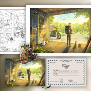 Capitolo 1 / Stampa artistica A4/A3 + stampa di ringraziamento A5 bonus, foglio a colori e adesivo.
