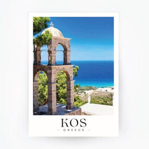 ISOLA DI KOS - Poster di viaggio in Grecia - Arte greca - Kos - Arte murale greca - Isola di Kos Grecia