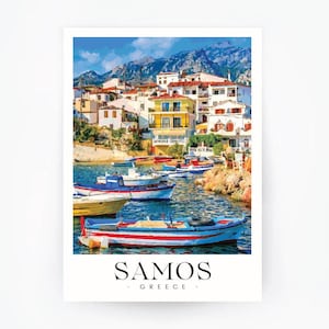 Samos Greece Travel Poster: Aegean Sea Greek Art Print