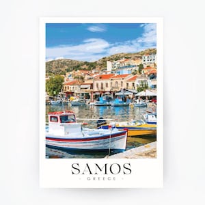 Samos Greece Travel Poster: Aegean Sea Art Print