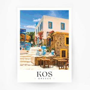 KOS ISLAND 2 - Poster di viaggio in Grecia - Arte greca - Kos - Arte murale greca - Isola di Kos Grecia
