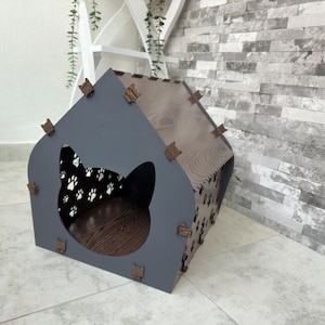 Modernes Katzenhaus, Katzenhaus Innen, Haustierhaus, nettes Haustierhaus, Haustiermöbel, Katzenhaus für große Katze, Katzenhaus aus Holz