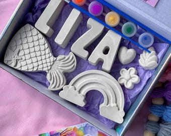 Personalized Plaster Painting Kit for Kids | Custom Name Gift Set