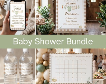 Locally Grown Baby Shower Bundle Farmers Market Baby Shower Bundle Locally Grown Baby Shower Games Editable Locally Grown Invitation