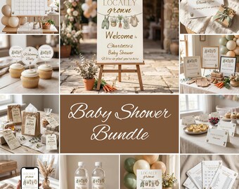 Locally Grown Baby Shower Bundle Farmers  Locally Grown Baby Shower Games Editable Locally Grown Invitation Market Baby Shower Bundle