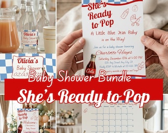 Baby Shower Bundle Editable Canva Template, Soda Pop Baby Shower, Cola Baby Shower Invite, Baby Shower Games Signs, Boy Blue Theme, Digital