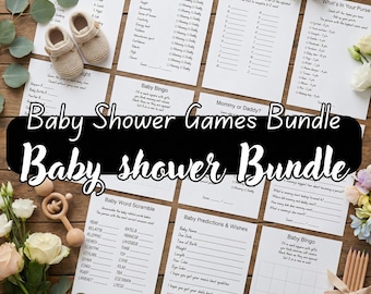 Printable Baby Shower Games Bundle, 20 Baby Shower Games, Gender Neutral Baby Sprinkle, Minimalist Baby Shower Activities, Instant Download