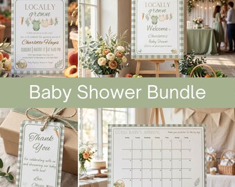 Locally Grown Baby Shower Bundle, Locally Grown Baby Shower Games, Farmers Market Baby Shower Bundle, Locally Grown Baby Shower Invitation