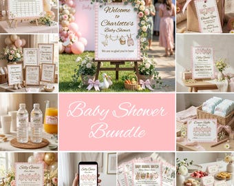 Silly Goose Baby Shower Bundle, Pink Gingham Baby Shower Decorations, Editable Canva Template, Girl Baby Shower Games, Invite, Signs Set