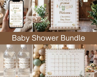 Locally Grown Baby Shower Bundle Farmers Market Baby Shower Bundle Locally Grown Baby Shower Games Editable Locally Grown Invitation