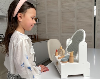 personalized vanity, custom name vanity, kids makeup vanity, wooden kids vanity, pretend play makeup, toddler girl gift