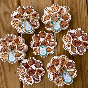 Turkish Ceramic Coaster | Traditional Ottoman Design | Mix and Match | 4.4" Diameter Sandy Seashell