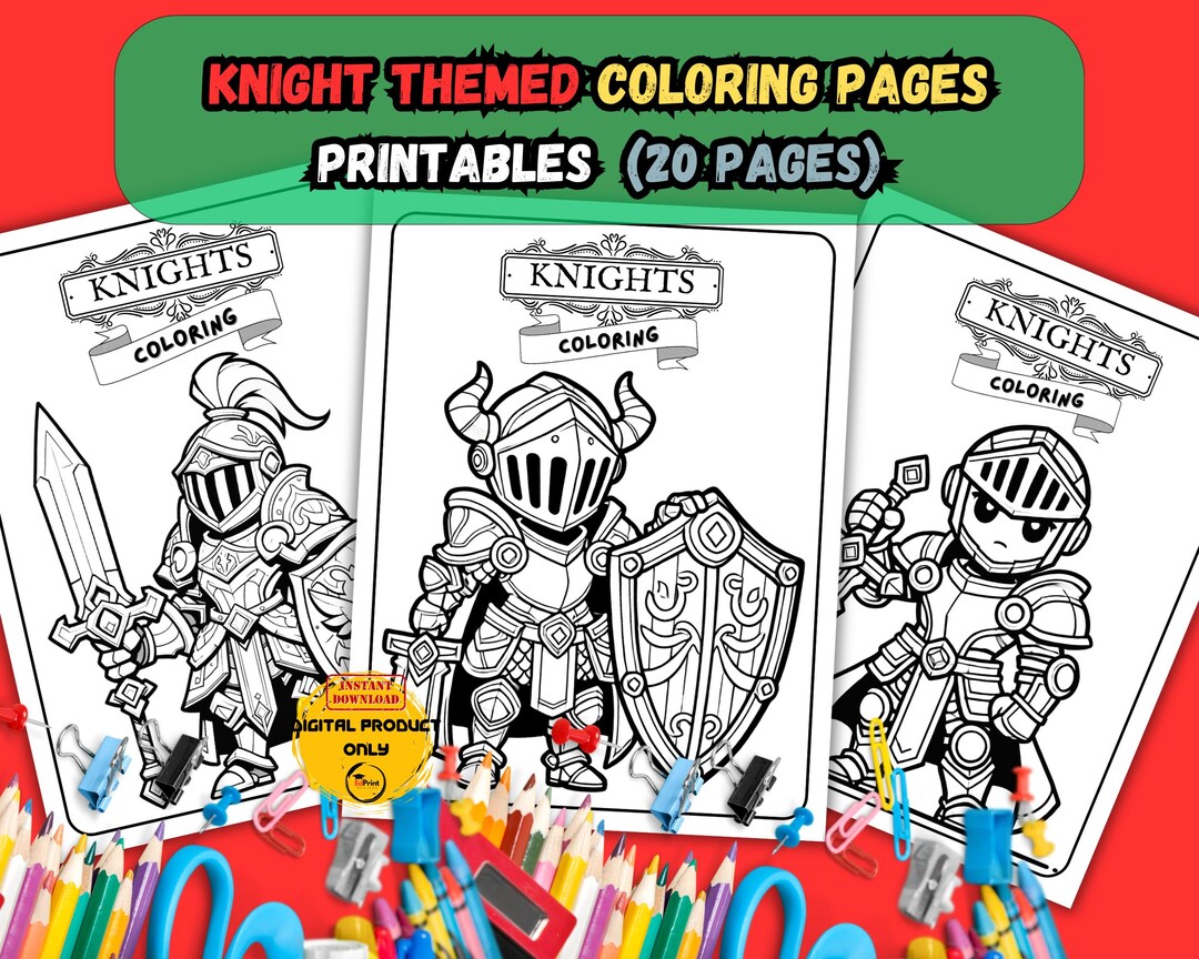 Printable Knight Coloring Pages for Adults & Kids | Medieval Fantasy ...