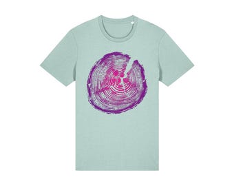 T-shirt van biologisch katoen met boomringprint, T-shirt veganistisch natuur