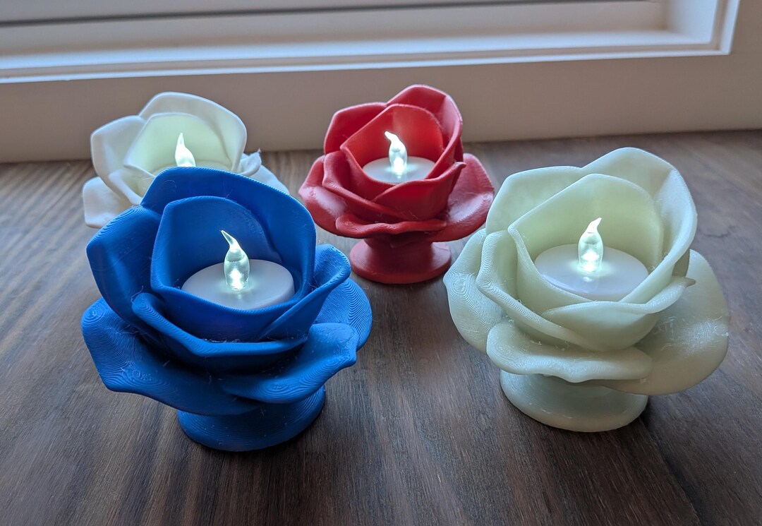 Flower Tea Light Holder | 3D Printed Rose Candle Holder - Etsy