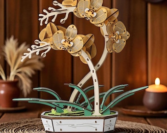 3D Wooden Flower Puzzle Kit: Eco-Friendly DIY Botanical Sculpture