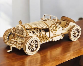 Houten 3D-puzzelauto: zelfbouwmodel
