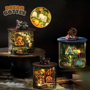 DIY Miniatur Puppenhaus Kit - 3D Zaubergarten in der Glasflasche | Handgefertigtes Geschenk, Schreibtisch Dekor für Erwachsene und Jugendliche