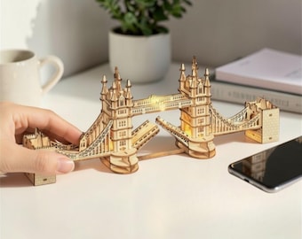 DIY Tower Bridge Wooden Puzzle Kit: London Landmark Model, Home Decor
