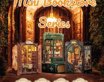 DIY Miniature Bookshop Kit: 3D Wooden Book Nook with LED Lights