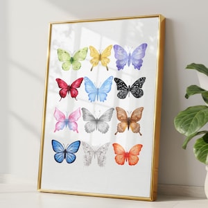 Decoración de pared con mariposas de Era, impresión en acuarela de Era, arte de pared de Taylor, decoración de pared con mariposas de Era, dormitorio de niña, Taylor imprimible, acuarela de Coquette