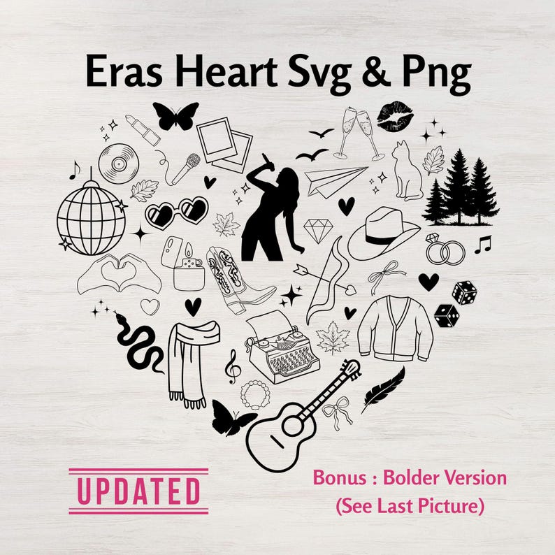 Era Heart Svg Eras Symbol Png Digital File Taylor Png Taylor Era Heart Design Era Sublimation Design Music Icon Svg File for Merchandise image 1
