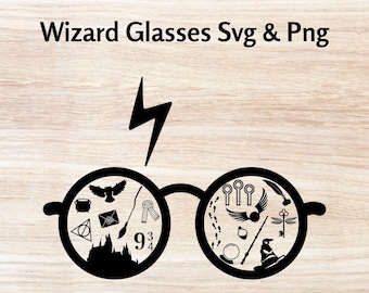 Wizard Glasses Svg Magician Glasses Png Magic Shool Svg Magical Sublimation Design Lightning Bolt Svg Magical Sticker Wizard Wall Art Decor