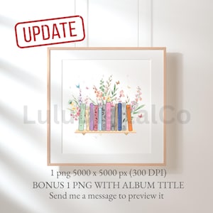 Arte mural con lomo de libro de flores de Eras, decoración imprimible para estantería inspirada en Tay, descarga digital de Eras, regalo para amantes de los libros, impresión para rincón de lectura