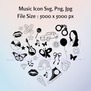 Bundle 17 Music Doodles Svg Olivia Png Sour Sublimation Guts Svg