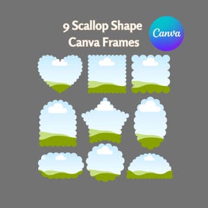 Scallop Shape Canva Frame Wavy Edge Frame Drag and Drop Custom Photo Scallop Sublimation Design DIY Invitation Shape Png Wavy Border Scallop