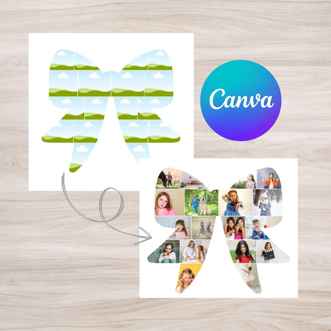 Coquette Bow Canva Photo Collage Bow Png Canva Frame Drag and Drop ...