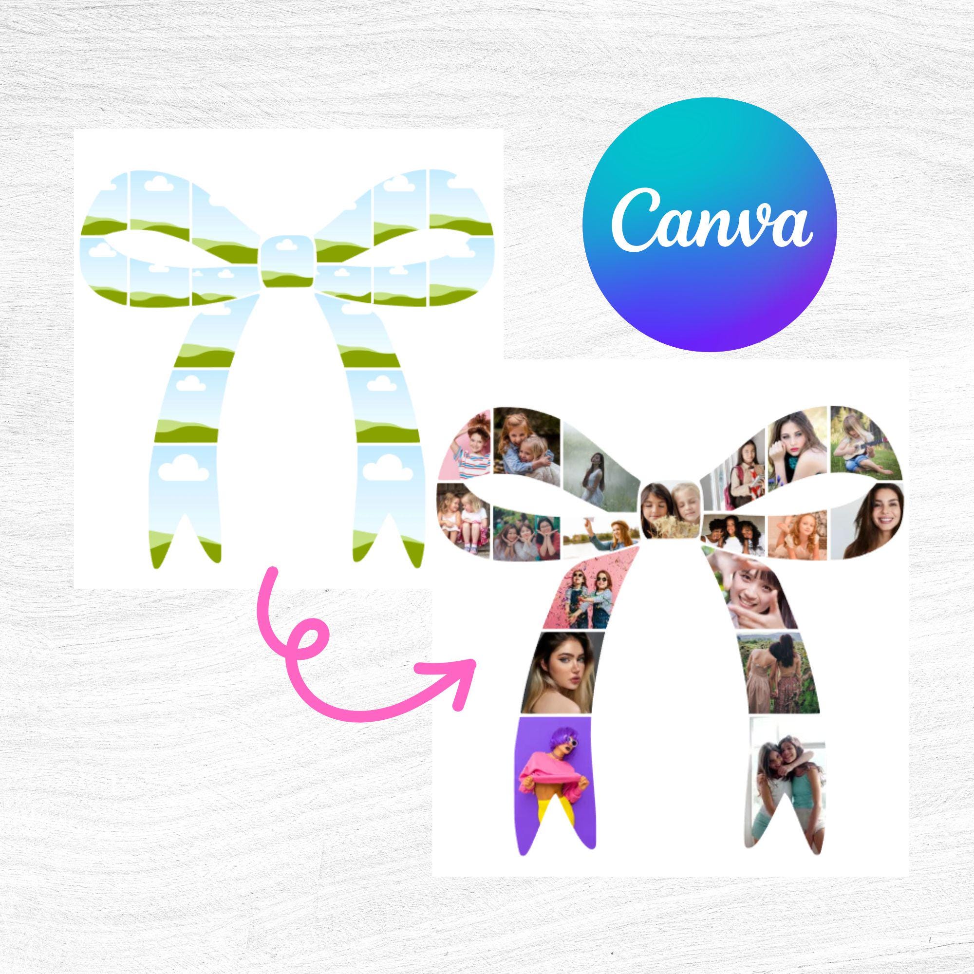 Coquette Bow Canva Photo Collage Drag and Drop Canva Bow Frame Coquette ...