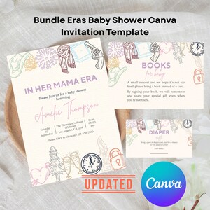 Bundle In Her Mama Era Baby Shower Invitation Diaper Raffle Book for Baby Mom Era Invite Baby Shower Set Mom to be Invitation Canva Template