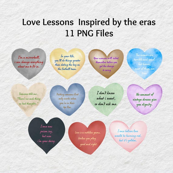 Eras Love Lessons Wall Art Era Heart Png Music Lyric Print Taylor