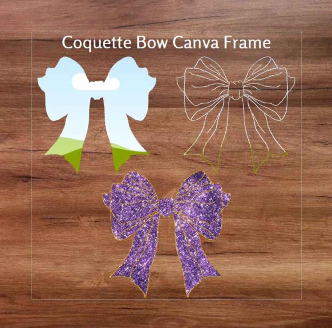 Coquette Bow Canva Frame With Outline Drag and Drop Trendy Bow Png ...