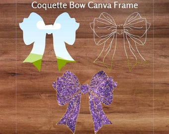 Coquette Bow Canva Frame with Outline Drag and Drop Trendy Bow Png Sublimation Design DIY Canva Frame Design Make You Own Bow Template Png