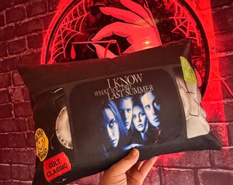Last Summer I Know What You Did 90s Dlasher Horror Movie Cushion, VHS Tape Pillow, Retro Home Decor