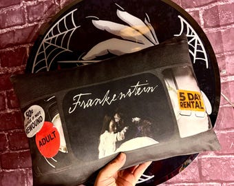 Frank Stein Monster Classic Creation Movie Cushion, VHS Tape Pillow, Retro Home Decor