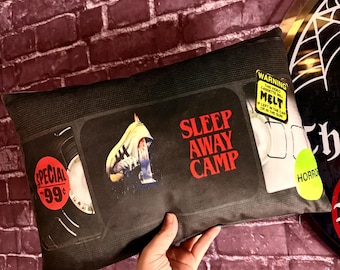 Sleepaway Camp 80s Cult Classic Horror Movie Cushion, VHS Tape Pillow, Retro Home Decor