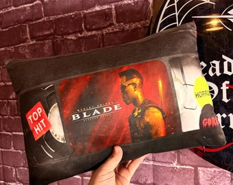 Blade Vampire Trinity Wesley Snipes Comic  Horror Movie Cushion, VHS Tape Pillow, Retro Home Decor