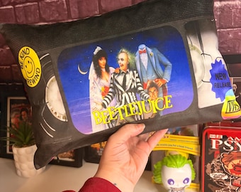 Beetlejuice Lydia Deetz Gothic Burton Ghosts Movie Cushion, VHS Tape Pillow, Retro Home Decor