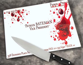 Patrick American Psycho Horror Movie Bateman Business Card Pierce Vice President Chopping Board Glass Kitchen
