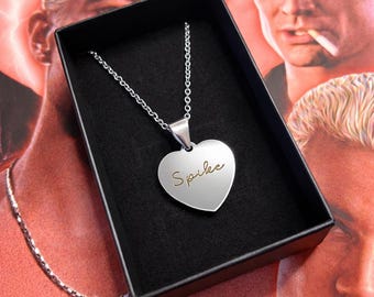 Spike Buffy Vampire Slayer Stainless Steel Engraved Heart Necklace