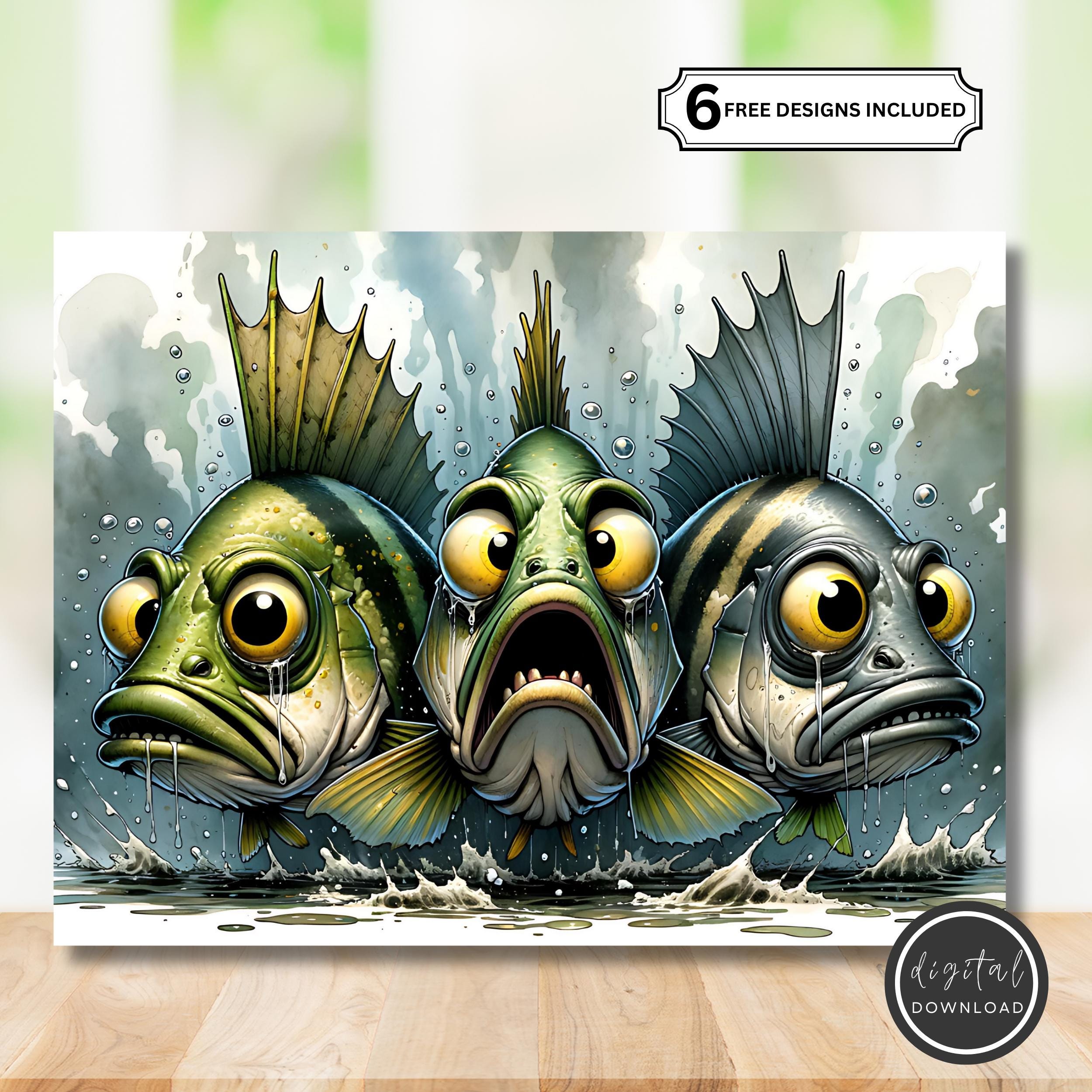 Scared Fish Sublimation PNG for Glass Cutting Boards - Etsy