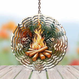 Campfire Wind Spinner Design for Sublimation Camping Wind Spinner PNG Design - Digital Download - Campground Sign PNG Commercial Use Graphic