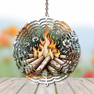 Campfire Wind Spinner Design for Sublimation Camping Wind Spinner PNG Design - Digital Download - Campground Sign PNG Commercial Use Graphic