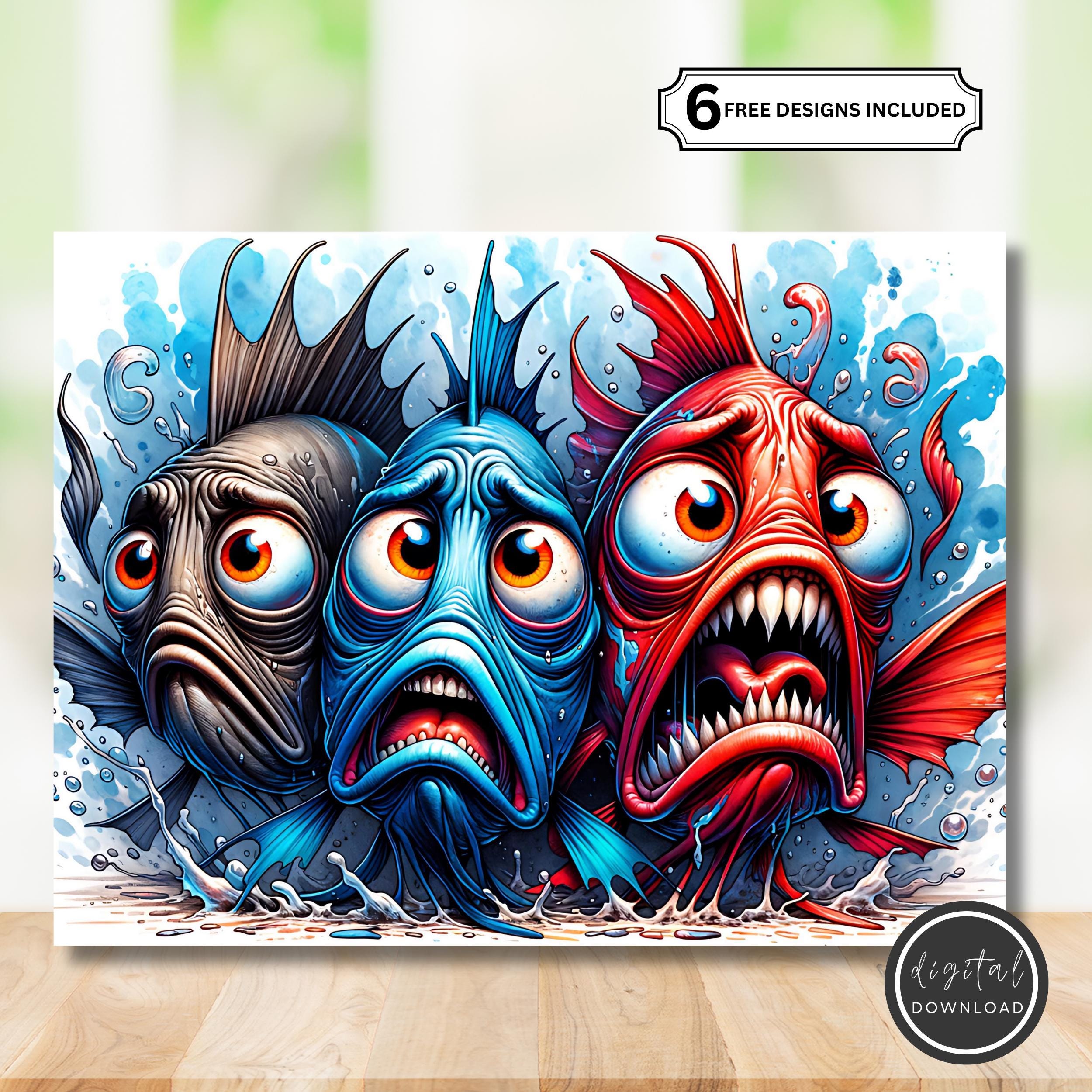 Funny Scared Fish PNG – Comic Angler Clipart (digital Download) - Etsy